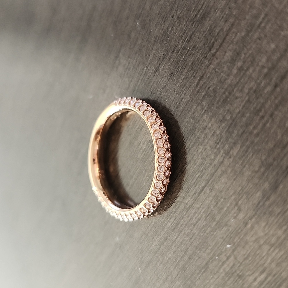Stone ring, Pink, Rose-gold tone plated